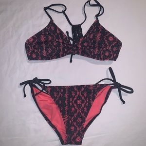 Navy blue and pink bikini, size small